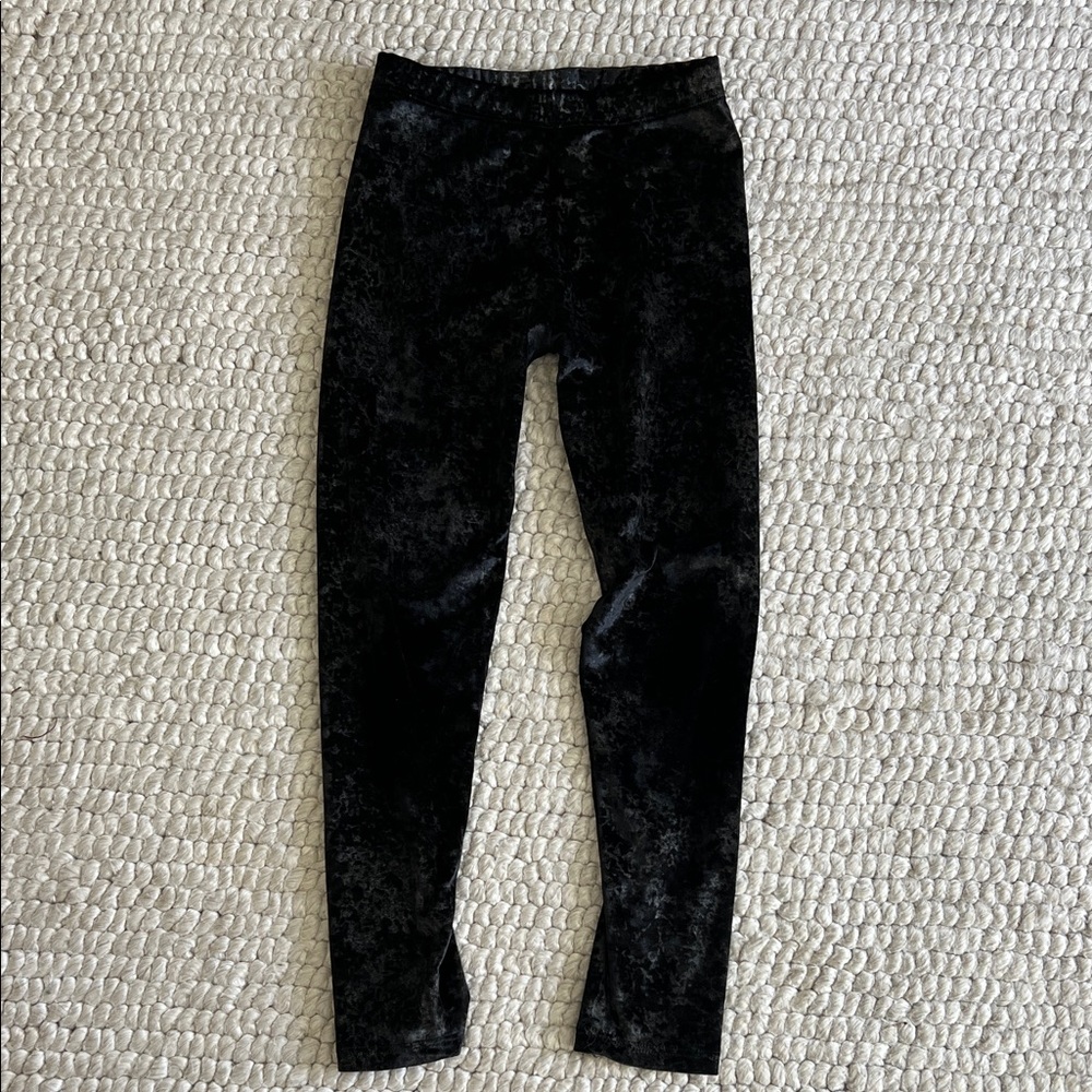 Kids Black textured Velvet Leggings Dori Creations